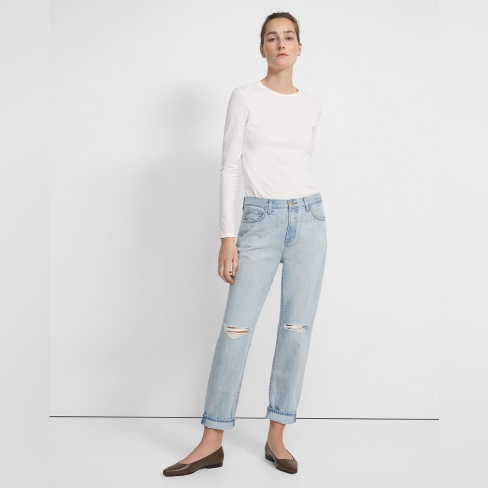 J Brand Tate Boy-Fit distressed knee light blue Jeans